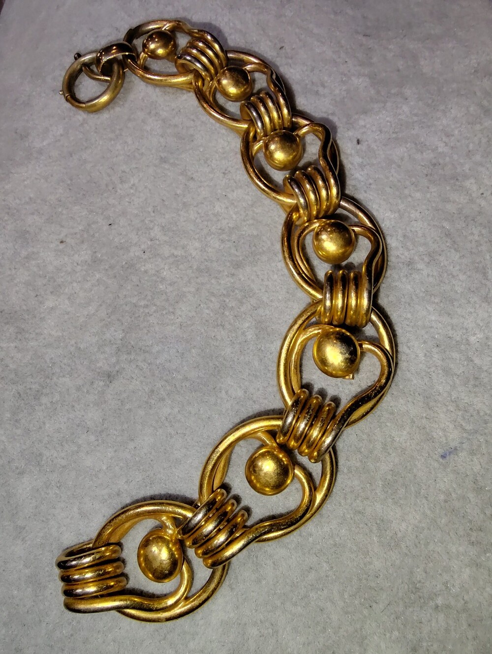 Unisex Industrial Style Heavy Intricate Gold-Tone Link Bracelet